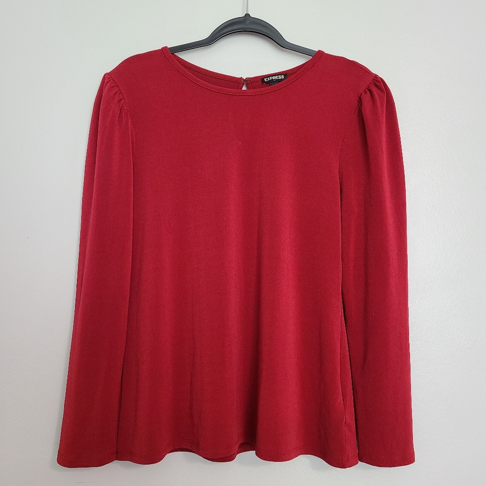 Express Puff Shoulder Long Sleeve Career Office Business Casual Blouse Top XL